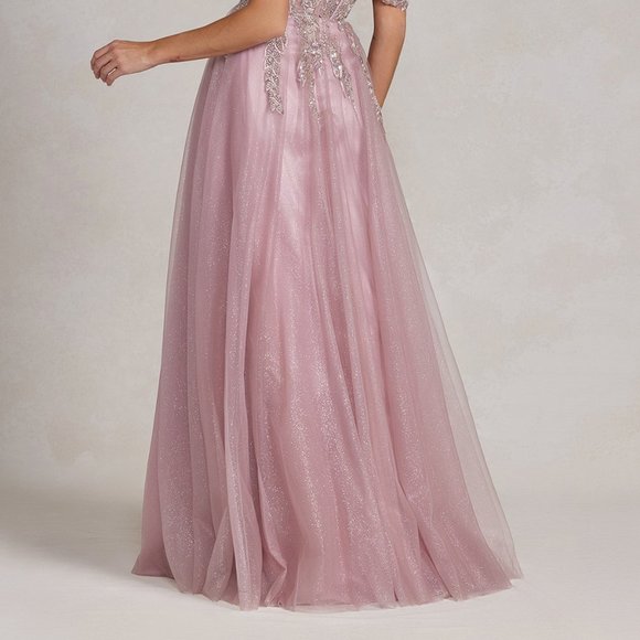 NEW LONG SLEEVELESS A-LINE DRESS EMBROIDERED WITH SPARKLING SEQUINS NX E1128 - Picture 9 of 9